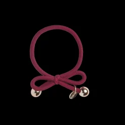 Hair Tie with Gold Bead Burgundy