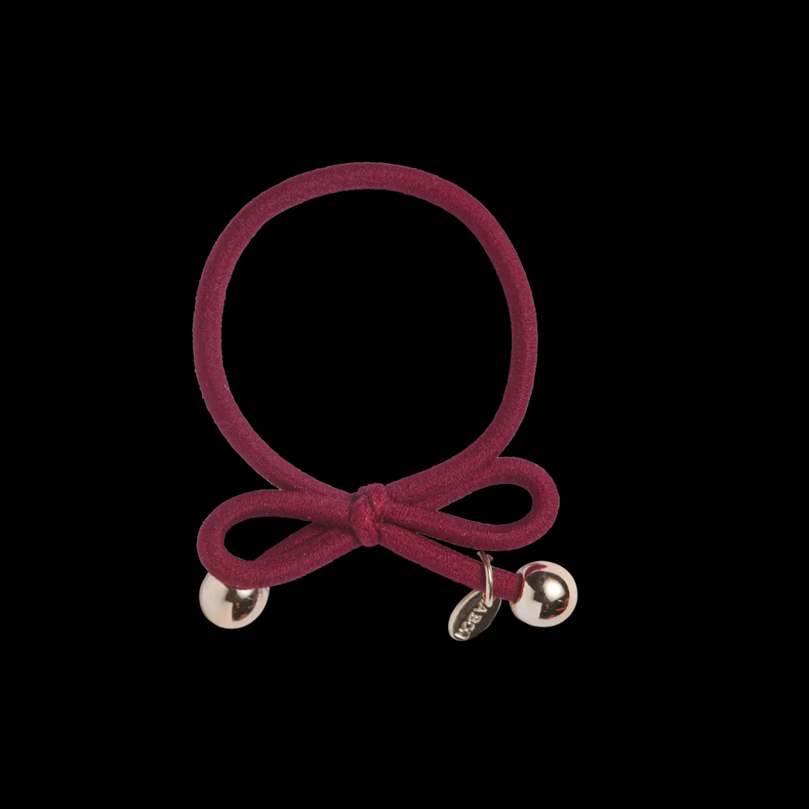 Hair Tie with Gold Bead Burgundy