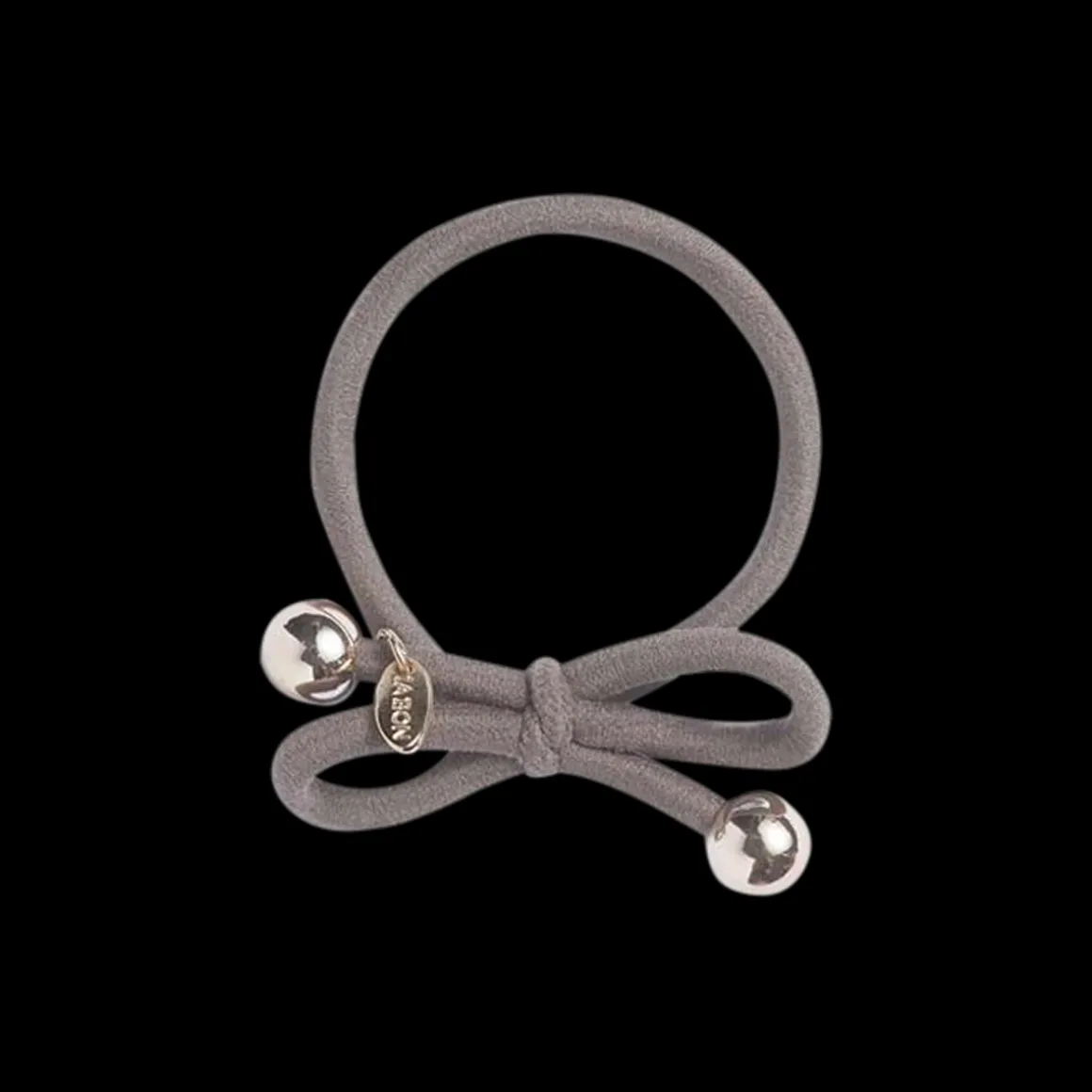Hair Tie with Gold Bead Deep Taupe Grey