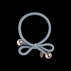 Hair Tie with Gold Bead Dusty Blue