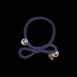 Hair Tie with Gold Bead Navy
