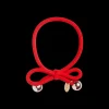 Hair Tie with Gold Bead Red