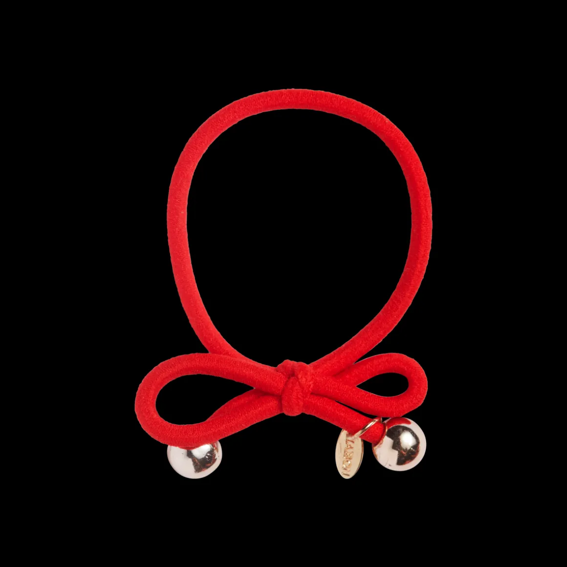 Hair Tie with Gold Bead Red