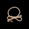 Hair Tie with Gold Bead Soft Cream Beige